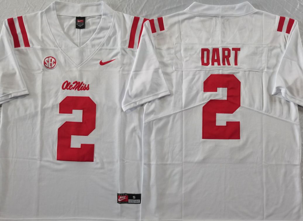 Men Ole Miss Rebels #2 Dart White Nike 2025 NCAA Jersey